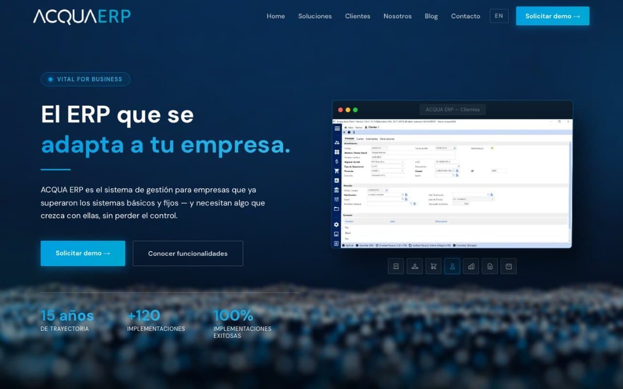 Captura del sitio de ACQUA ERP