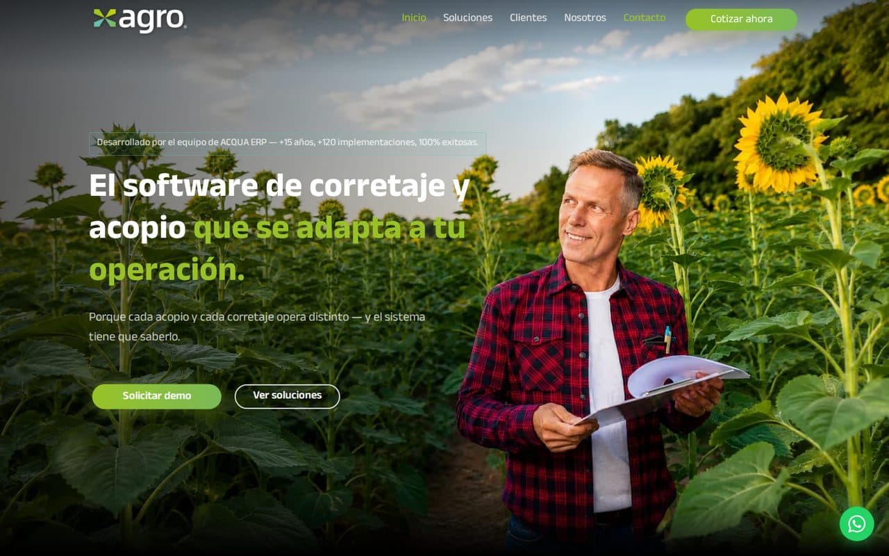 Captura del sitio de XAGRO